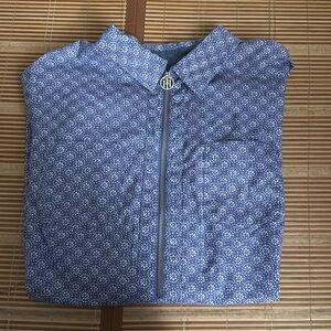 Tommy Hilfiger Mens Purple Patterned Dress Shirt with collar and half zip